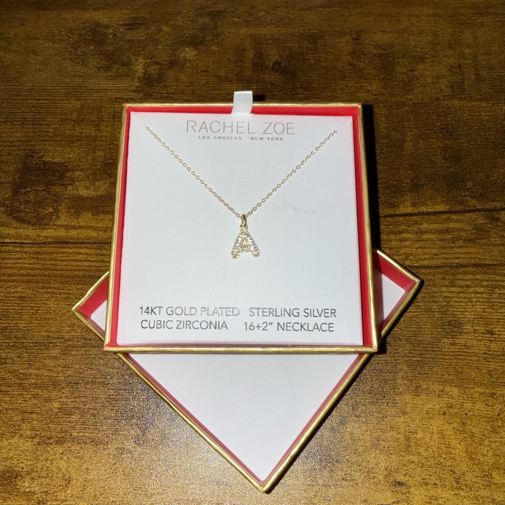Rachel Zoe Gold 14K Gold, Sterling Silver, ‘A’ Necklace